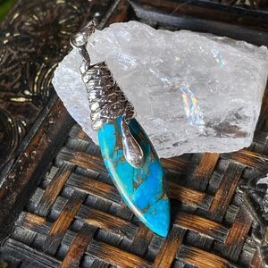 Copper Blue Turquoise Arizona Snake Sterling Silver Pendant